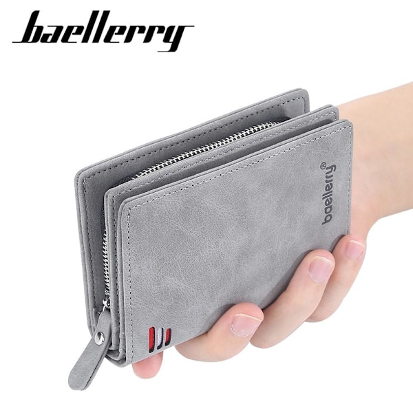 Baellerry Slim RFID-tegnebog til mænd med flere kortspor og lynlås sort