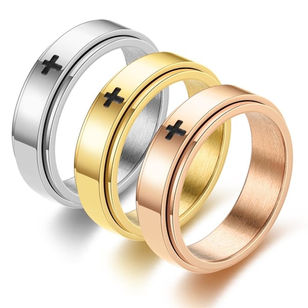 Kryssroterende Ring Par Smykkesett med korrosjonsbestandig oljefinish 6 mm rosa gull kors nr. 8