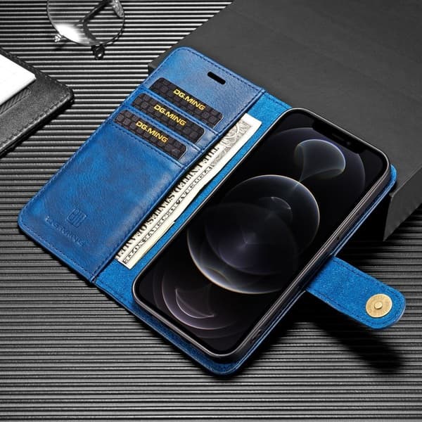 (For iPhone 12 / iPhone 12 Pro) DG.MING Lærdeksel til telefon: blå