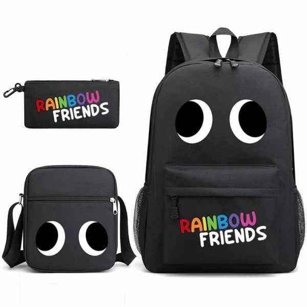 Rainbow Friends -reppu penaalilaukku Olkahihnalaukkupakkaus (3 kpl) musta 5
