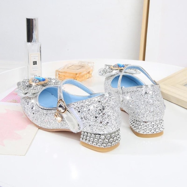 elsa prinsess skor barn flicka med paljetter silverfärgad 19.5cm / size31