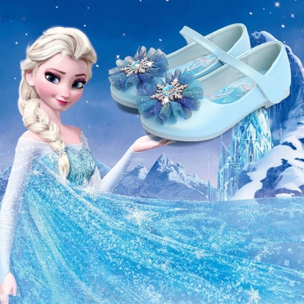 elsa prinsesse sko barn pige med pailletter blå 17 cm / størrelse 27