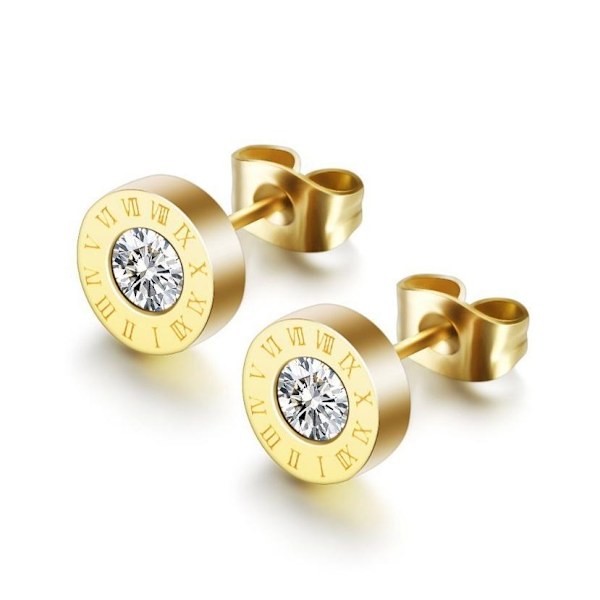 Tidlösa Roman Revival Graverade pars lyxiga diamantörhängen - el 8mm guld örhängen