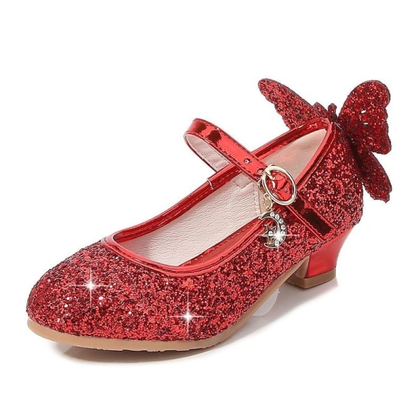 elsa prinsessa barn skor med paljetter röd 21cm / size34