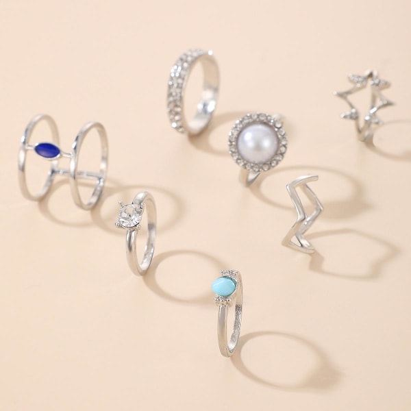 All fingers ring ringar set med olika mönster