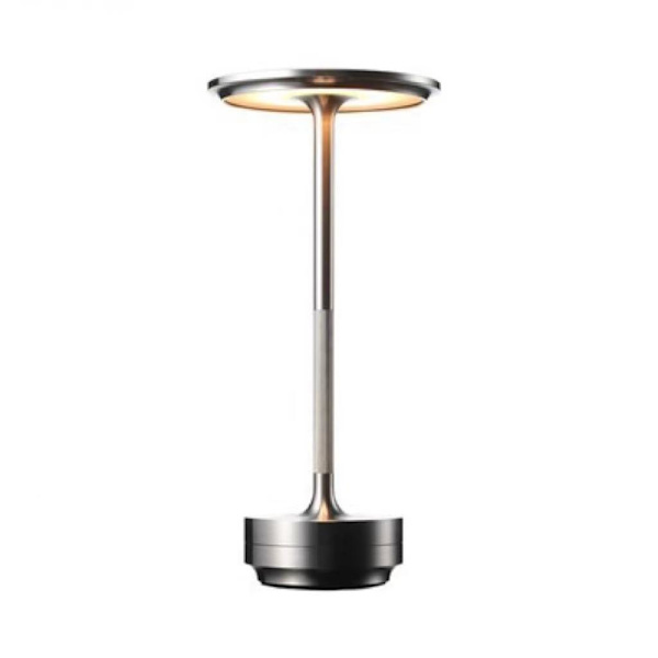 Uppladdningsbar Sladdlös Dordslampa Dimbar Metall USB Bordslampa Silver