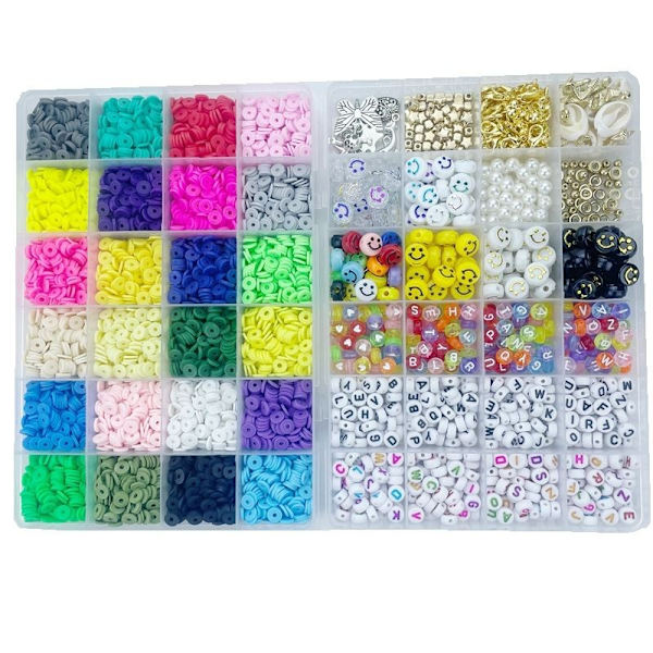 Flat Clay Beads sæt runde polymer lerperler til DIY smykker som billedet viser