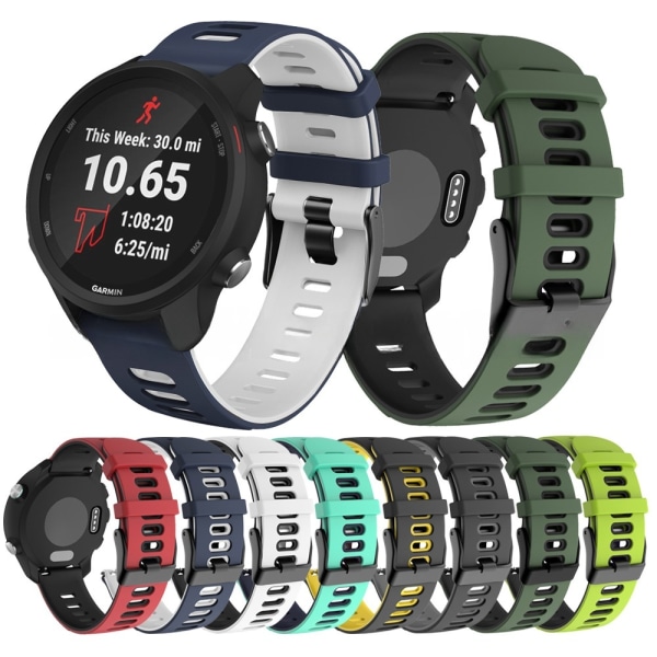 rannekoru silikoni Garmin Forerunner 245/645 20mm 22mm musta/keltainen (20mm)