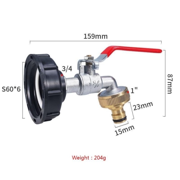 ibc tank adapter ibc kobling ibc tilkobling ibc tank adapter 3/4 legering kran kobber nippel