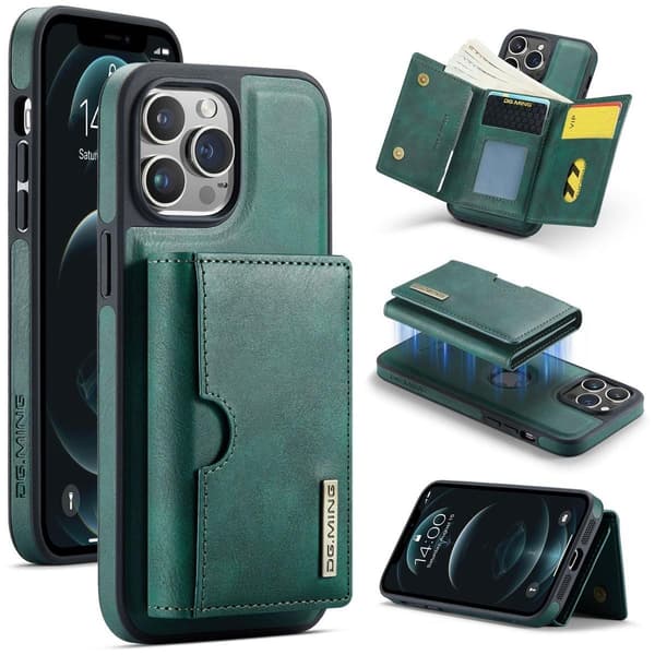 (Til iPhone 14 Plus) DG.MING M6 Serien Magnetisk Pung Etui grøn