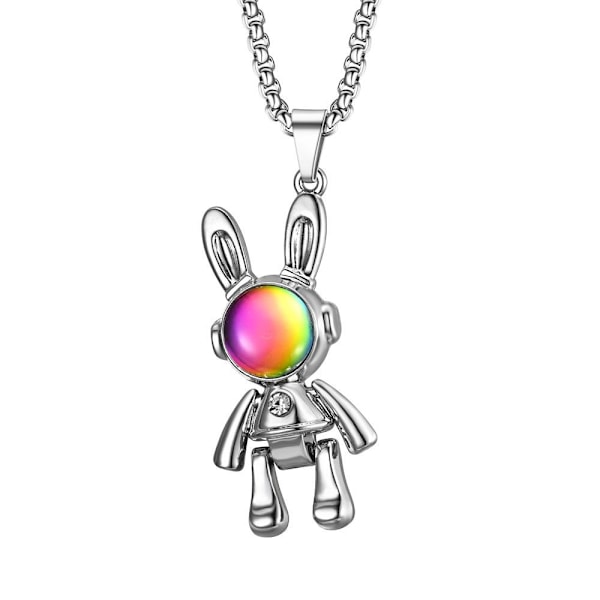 Galactic Groove Necklace: Unikt 4-färgs Astronaut Hip-Hop Chain hjälm färglös
