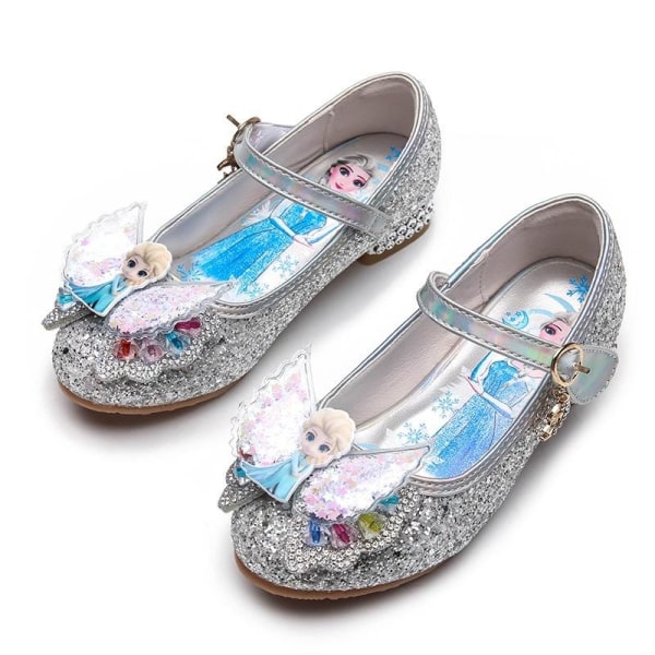 elsa prinsess skor barn flicka med paljetter silverfärgad 19cm / size30