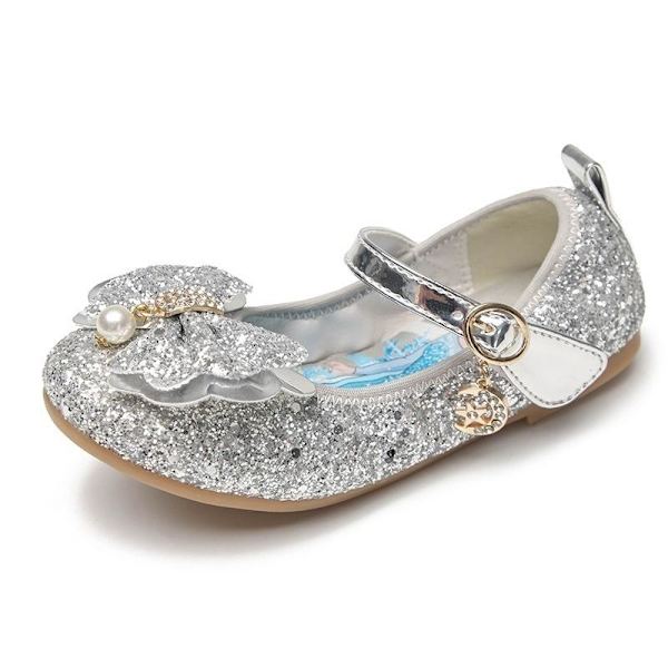 prinsessesko elsa sko børnefestsko sølvfarvede 19,5 cm / størrelse 32