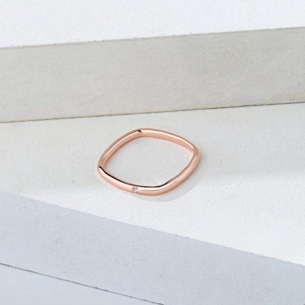 Neliömäinen timanttisormus naisille - Pinky-sormus 1/4 karaatin muotilla neliömäinen teräsväri timanteilla Nro 6