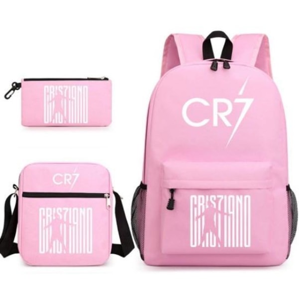 CR7 Ronaldo rygsæk børne penalhus skulderrem tasker pakke (3 stk) lyserød 2