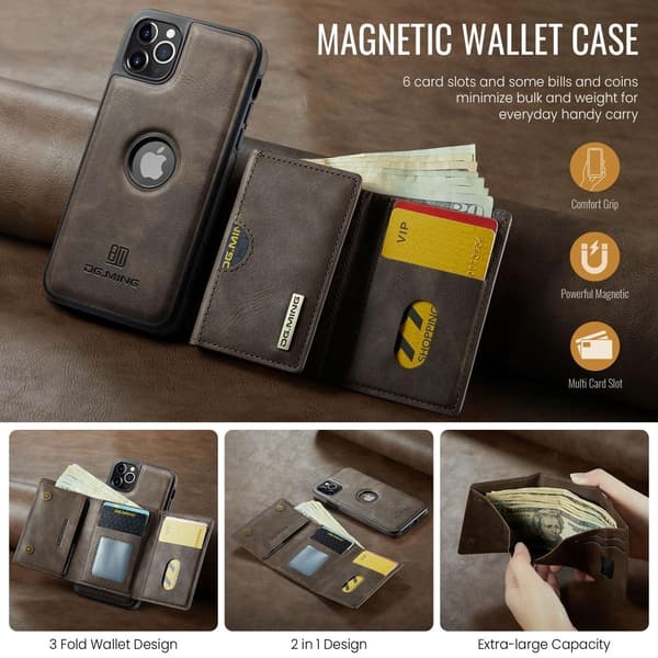 (Til iPhone 14 Plus) DG.MING M6 Serien Magnetisk Pung Etui sort