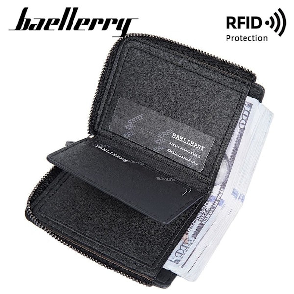 Baellerry Miesten Lompakko Business Color Blocking RFID Nahka Slim Zi syvä väri