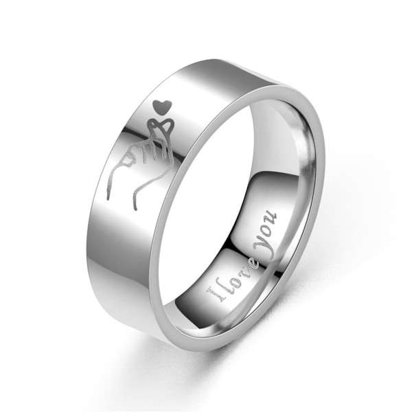 Love You Forever Parhjertering - Gravert \"Jeg elsker deg\"-ring 6 mm svart hjerte nr. 5