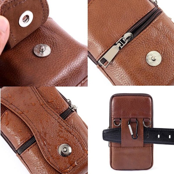 Män läder midja väska multifunktions-Fanny Pack stor kapacitet b Som på bilden 1 coffee 2 layer