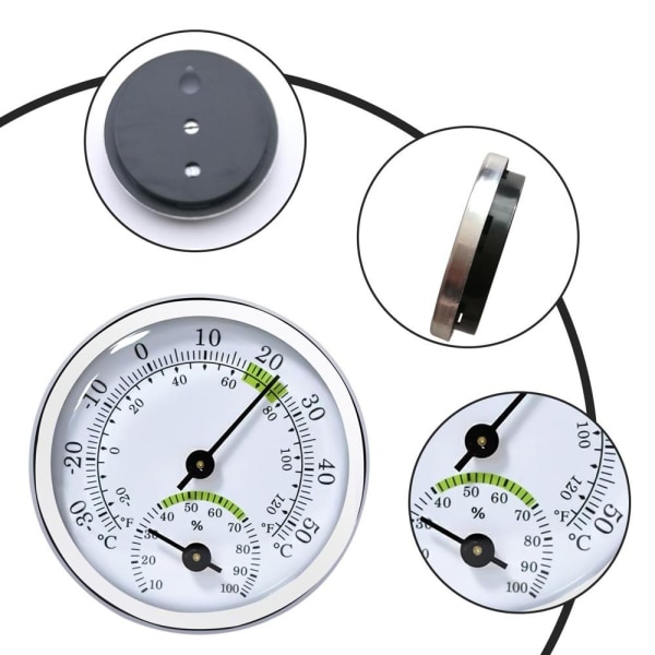 2-i-1 termometer hygrometer temperatur- og fugtighedsmåler indeni hvid 1 stk