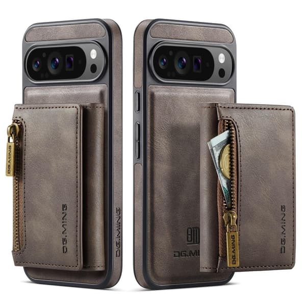 (Til iPhone 16 Plus) DG.MING M5-serien aftagelig pung-etui grøn