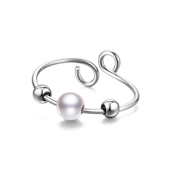 Ring til angstlindring | Levende Perle & Turkis Kugle Rustfrit 6 mm turkis justerbar