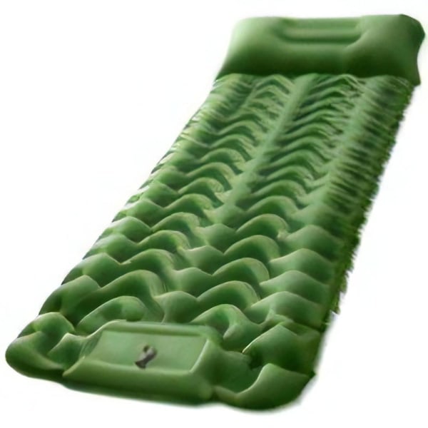 selvoppblåsende sovemadrass luftmadrass campingmadrass med pute grønn