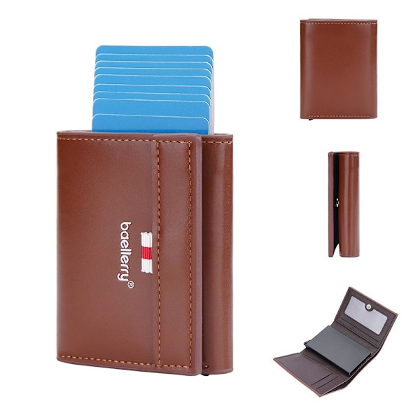 Baellerry RFID Blockering Herrplånbok Slim Trifold Multi Card Sl brun