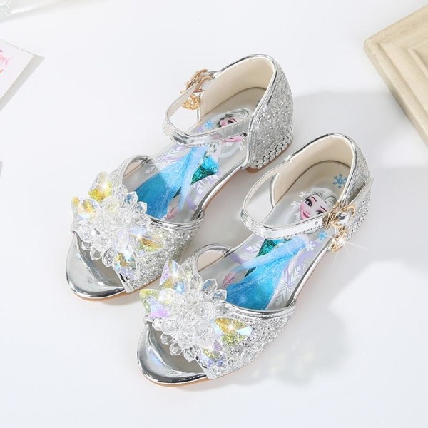 prinsesse elsa sko børn fest sko pige sølv farvet 16 cm / størrelse 24