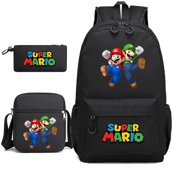 Mario ryggsäck pennskrin axelväska pack (3st) svart 2