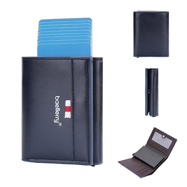 Baellerry RFID Blokering Herrepengepung Slim Trifold Multi Card Sl blå