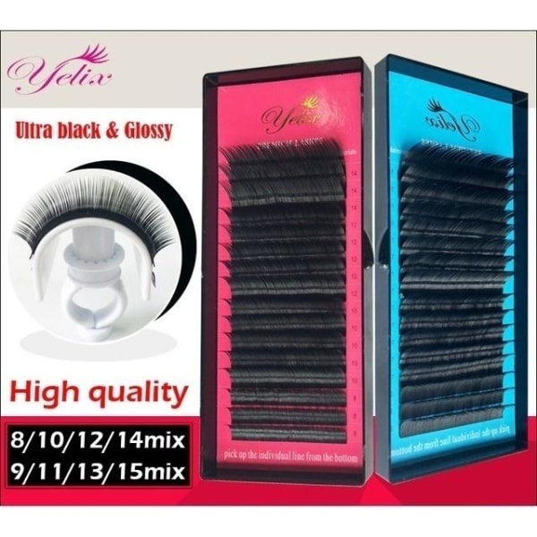 Eleganta Yelix Premium Fransar/fransförlängning/lashes Pack 0.12mm C 8/10/12/14mm mix pack