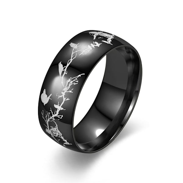 Bird Branch Fashion Statement Ring - Unik fugleinspireret smykke 8mm sort bue fugl nr. 7