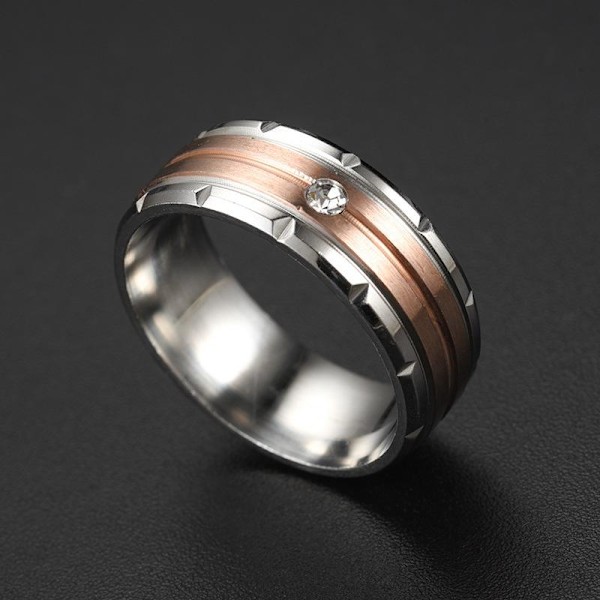 Diamant tvåfärgad stegskuren blomring - elegant modestatement me 8mm roséguld med diamanter nr 8