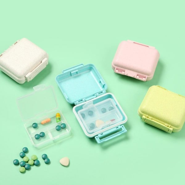 tablett dosett för väska / pillerlåda medicindosett 6 fack rosa