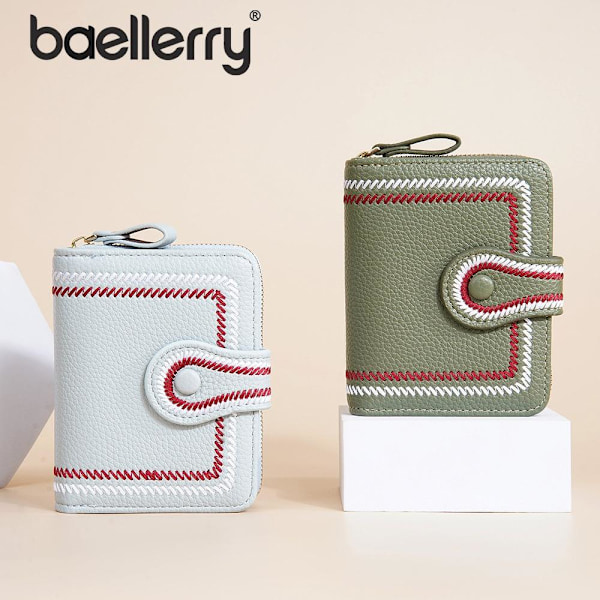 Baellerry, kort plånbok för kvinnor, broderad blommig myntväska mörkblå