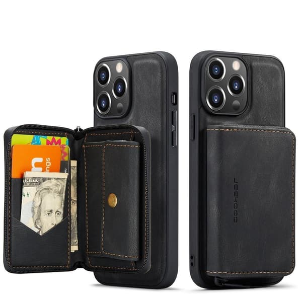 (Til iPhone 12Mini) Etui med stativ og kortlommer, stødsikkert, dets slanke design sort