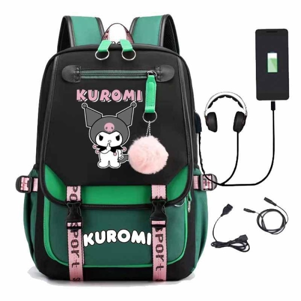 Kuromi rygsæk børne rygsække rygsæk 1 stk grøn 3