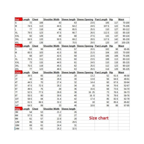 Jouluvaatteet Joulupyjamat perheen pyjamathousut Joulupuseropyjamasetti 18-24M