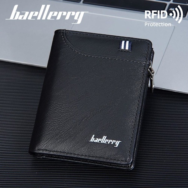 Baellerry Slim RFID-blokerende tegnebog til mænd med flere kortlommer sort