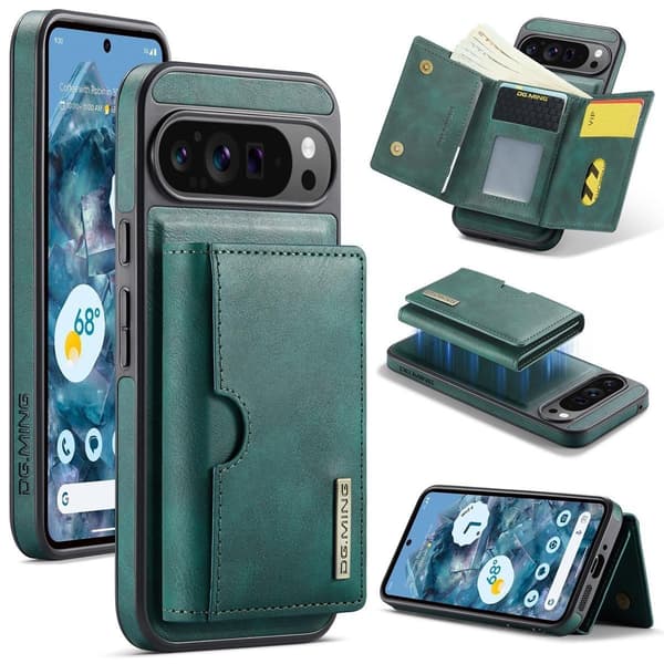 (Til iPhone 15) DG.MING M6 Serien Magnetisk Pung Etui: Aft grøn
