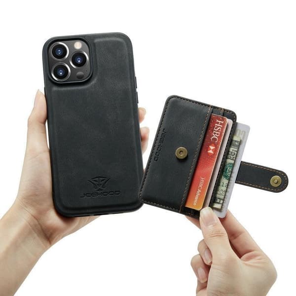 (Til iPhone 14 Plus) Slankt tegnebogs etui med 3 kortpladser og dets rum, 360 graders beskyttelse blå