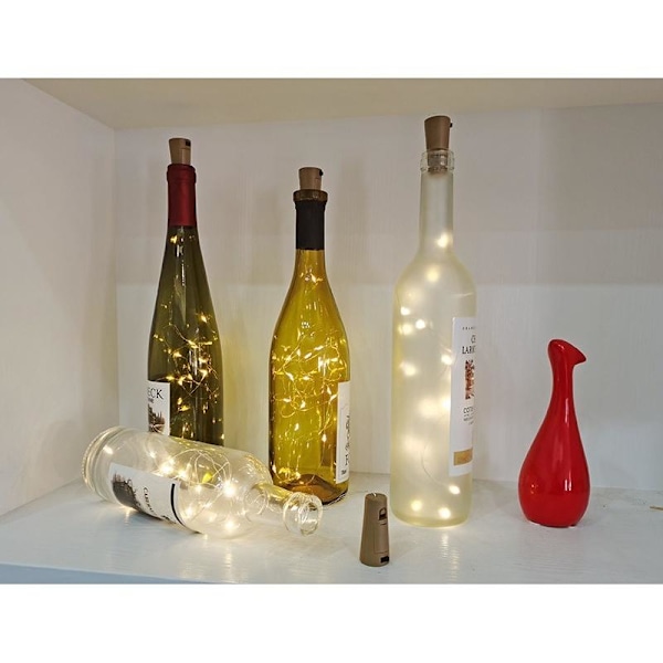 1 meter led ljusslinga för flaska 2 stycken pack varm vit 20 LED