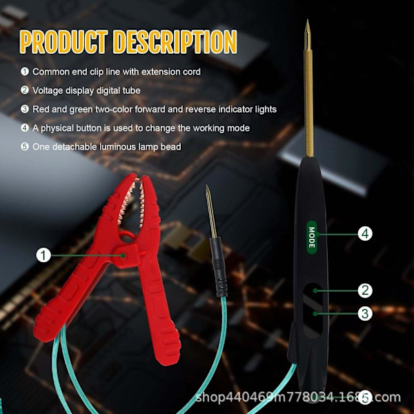 VT100 Automotive Circuit Tester från Vgate - Testa 5-30V kretsar som på bilden