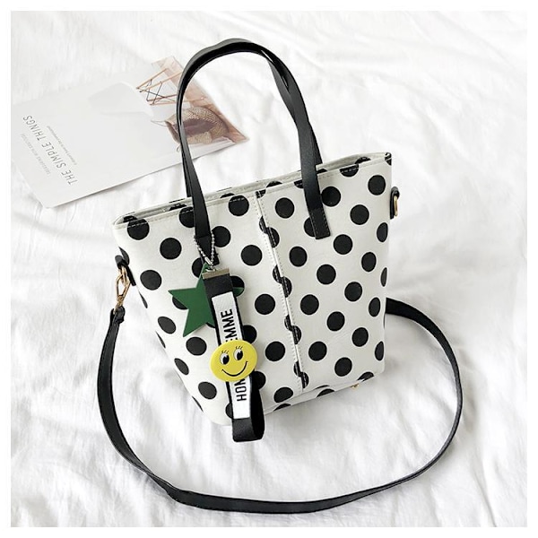 Canvas Wave Point Mummy Bag Portable Shoulder Messenger Bag Stor Svart