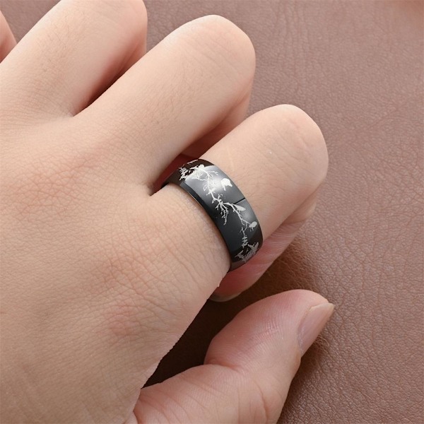 Bird Branch Fashion Statement Ring - Unik fugleinspirert smykke 8mm svart sløyfefugl nr. 7