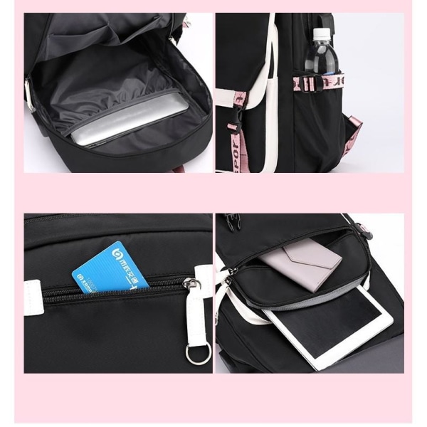 BTS rygsæk børne rygsække rygsæk med USB stik 1stk grøn