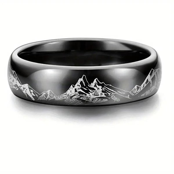 Mountain Peak rostfritt stål moderingar för män - hållbara, vatt 8mm svart bågstopp nr 9