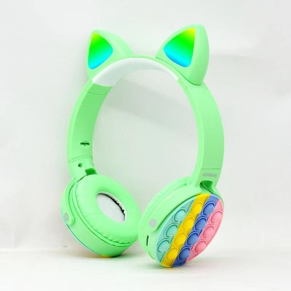 kattöron headset sladdlösa katt bluetooth hörlurar grön