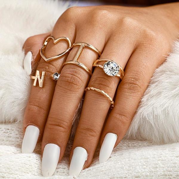 All fingers ring ringar set med olika mönster